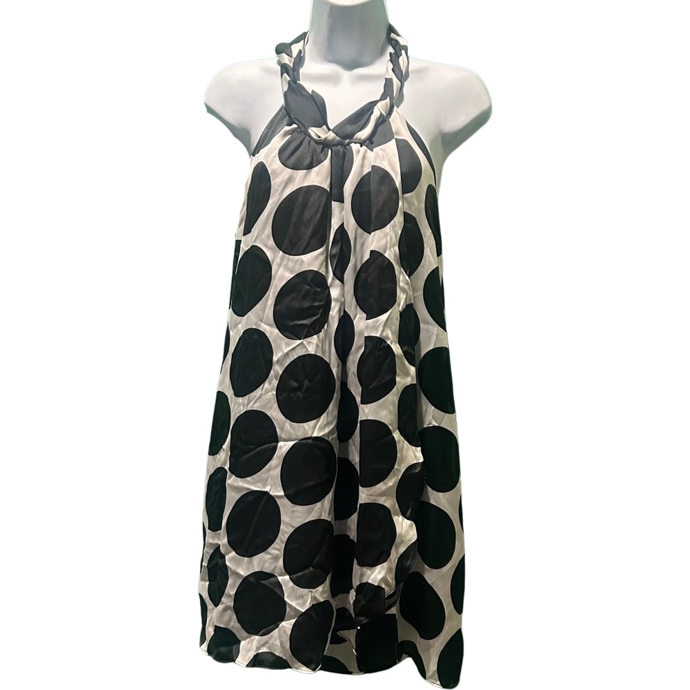 Chic Halter Dress with Black Polka Dots